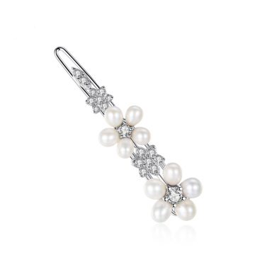 Luxury Freshwater Pearls Flower CZ Bridal Hair Clips Hair Accessories